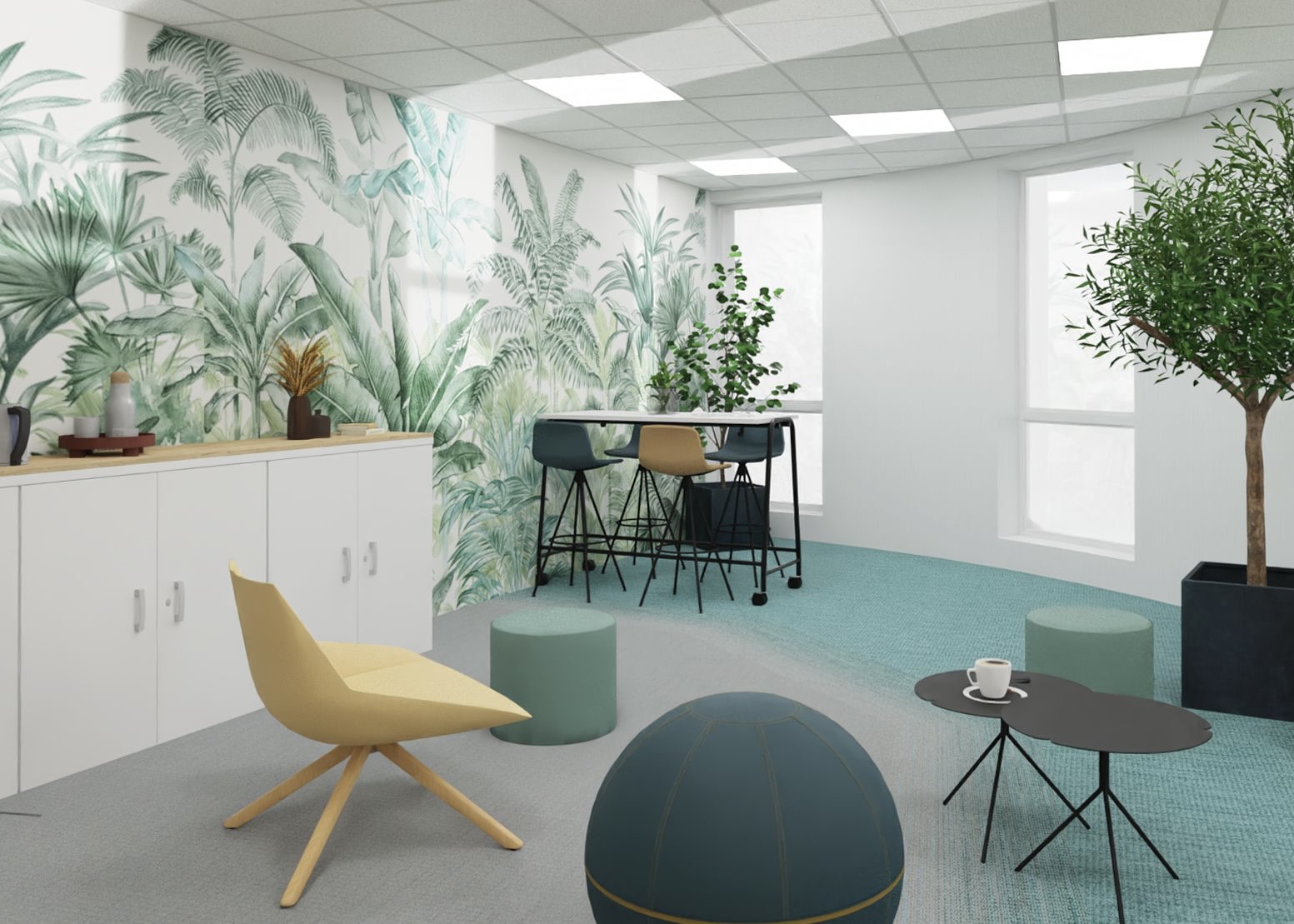 Salle de pause - Plans 3D