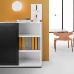 Armoire acoustique noire à portes coulissantes