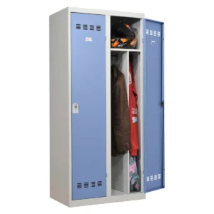 Vestiaire d'entreprise industrie salissante double compartiment bleu ouvert