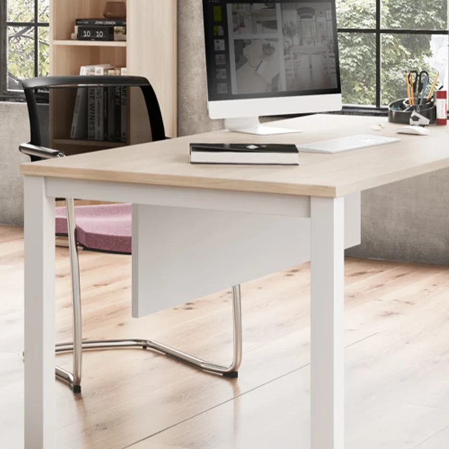 Bureau individuel Tempo avec voile de fond blanc mélaminé