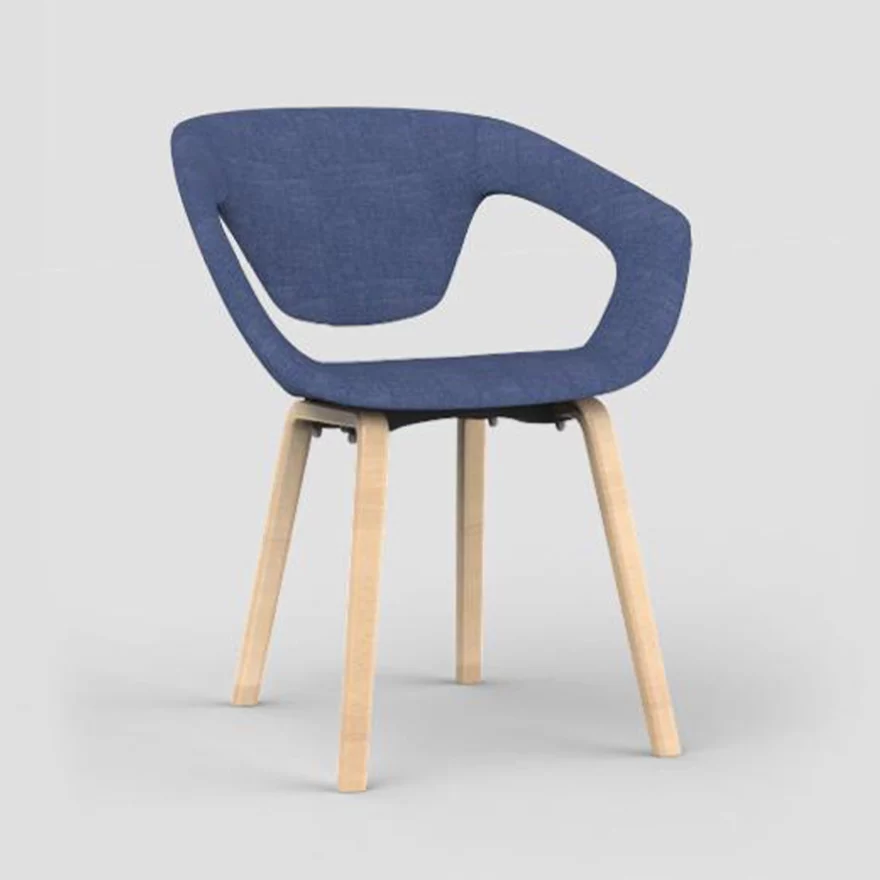 Chaise Liner tissu et pieds bois