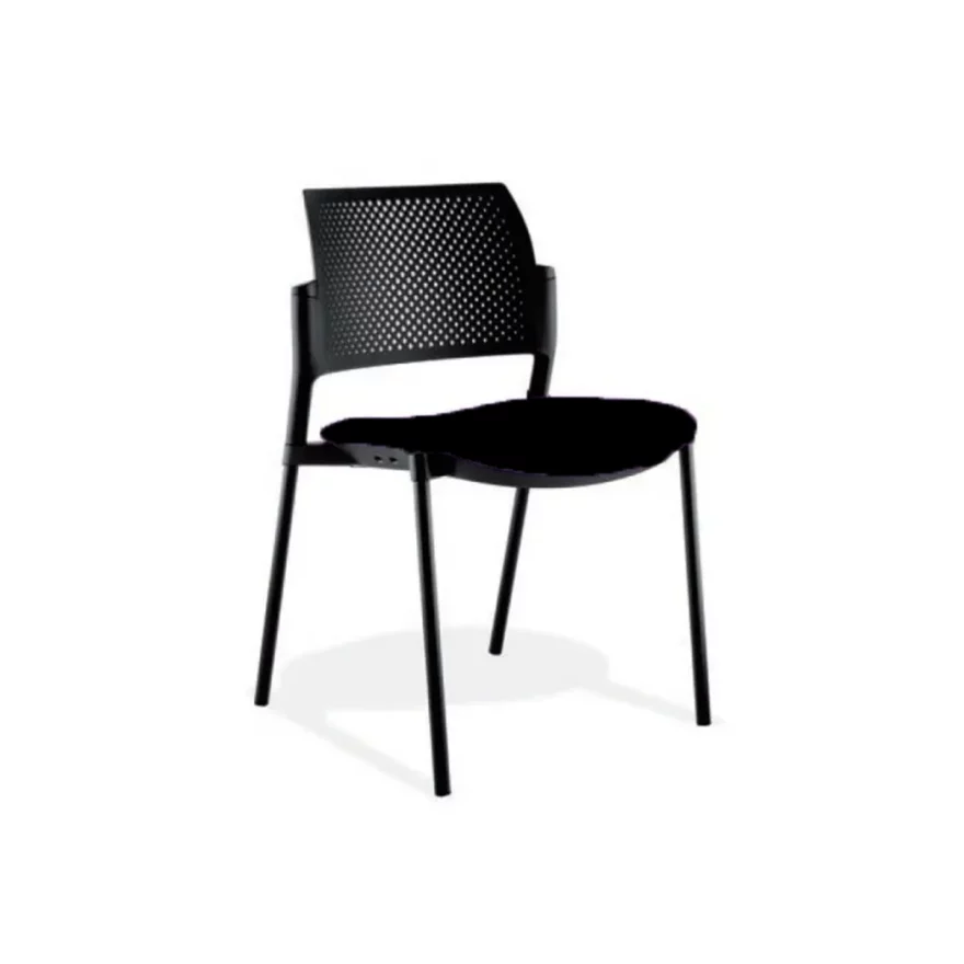 Chaise Kyos dossier polypro noir et assise tissu